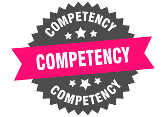 competency. competency round pink label isolated on transparent background