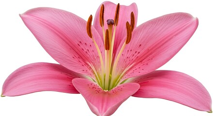Fototapeta premium Delicate Pink Lily Blossom: Close-Up Studio Shot AI Generated