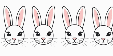Fototapeta premium Adorable White Bunny Rabbit Faces Easter Spring Design Cute Animals