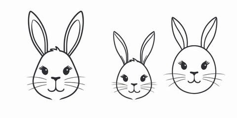 Obraz premium Adorable Bunny Rabbit Faces Cute Cartoon Drawings for Easter Designs