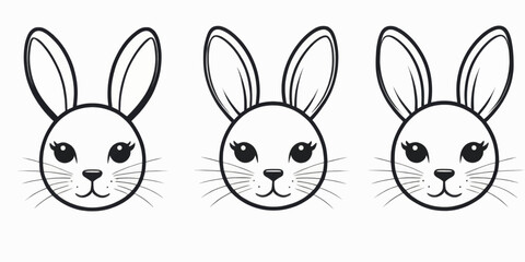 Obraz premium Adorable Bunny Rabbit Faces Clipart for Cute Designs