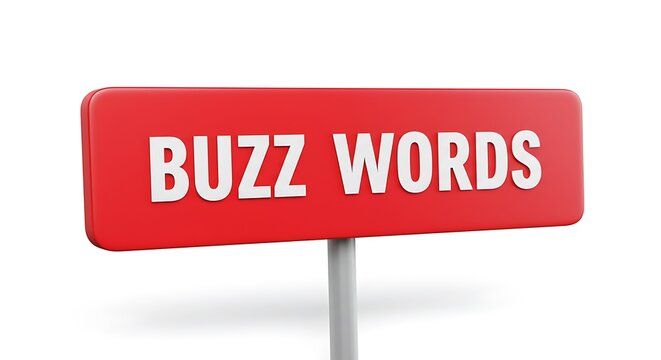 Crimson Signpost Buzzwords Red Alert Buzzwords Bold Words On Red Vibrant Buzzword Signage Buzzwords In Bold Red AI Generated