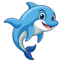 Obraz premium Cartoon smiling dolphin animation illustration 