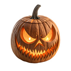 Evil Jack-o'-lantern Halloween Pumpkin on transparent background