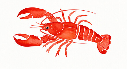 Vibrant Red Lobster Watercolor Painting Seafood Illustration Aquatic Animal Art