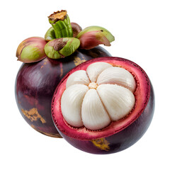 Mangosteen's Allure: Freshly cut mangosteen fruit, revealing its delectable, segmented interior, offering a burst of tropical flavor and vibrant visual appeal.