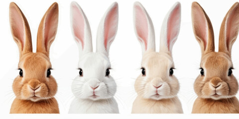 Fototapeta premium Adorable Rabbits in Brown White and Beige Fur Close Up