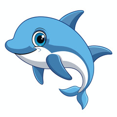Fototapeta premium Cartoon smiling dolphin animation illustration vactor