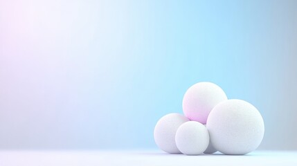 Fototapeta premium Soft, white spheres on a pastel background