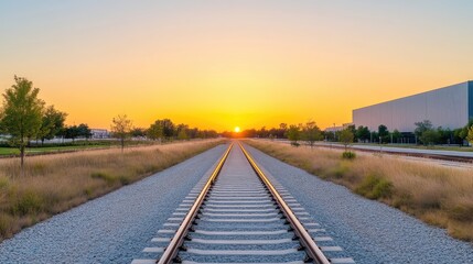 Obraz premium Sunrise over train tracks