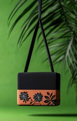 Hanging gift box with floral pattern. Concept of surprise, celebration, and joy. isolated background