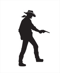 Silhouette of a Cowboy Holding a Gun