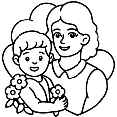 Mother’s Day line art vector