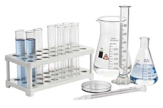 laboratory equipment with test tubes and beakers png