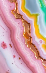 Fluid Marble-Like Abstract Wallpaper in Rose Gold, Silver, and Gray isolated background 