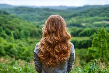 Girl in portrait-style focus, immersed in the vastness of peaceful nature