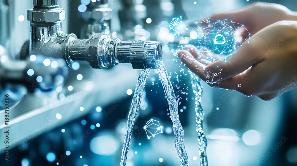 Poster an ai powered system improving water conservation by analyzing consumption patterns, ai-assisted res