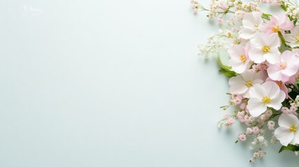 A delicate bouquet of soft pink flowers arranged on a light pastel background, close-up composition with natural light, and floral beauty concept.