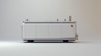 Industrial Tank in Minimalist Setting: A pristine industrial tank, rendered with sharp precision, stands as a symbol of modern engineering in a clean, minimalist setting.