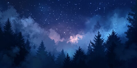 Fototapeta premium Starry Night Forest (4)