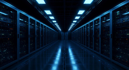 High-Tech Network Infrastructure in Data Hall



