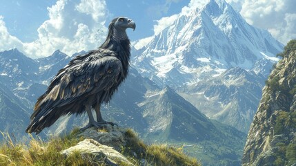 Majestic Andean Condor Soaring Above the Andes Mountains