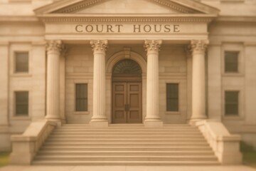 Obraz premium Historic Courthouse Building With Columns and Stairs During Daylight