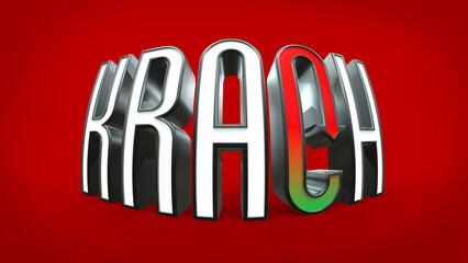 Stock market crash, 3D headline with red arrow on red background