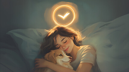 Woman Sleeping Peacefully with Dog