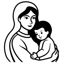 Mother’s Day line art vector