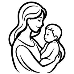 Mother’s Day line art vector