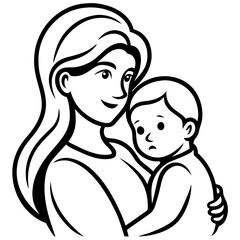 Mother’s Day line art vector