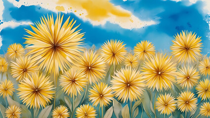yellow flower with blue sky on sunny day