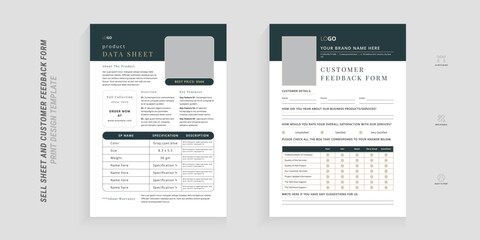 Luxury product sell sheet and customer questionnaire feedback form template set