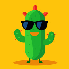 Cool Cactus Wearing Sunglasses – Fun Summer Cartoon Vector Design