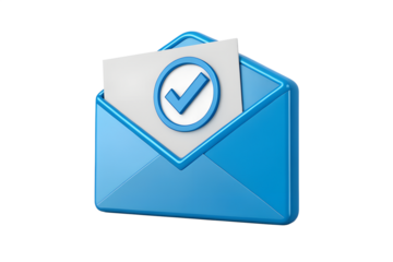 3D Blue e-mail with checkmar isolated on transparent background.png