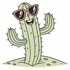 Cool Cactus Wearing Sunglasses – Fun Summer Cartoon Vector Design