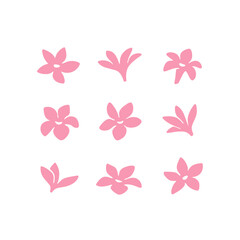 Vector illustration of flower in simple hand drawn and linocut style. Simple contour vector illustration for cosmetics, postcard and pattern.