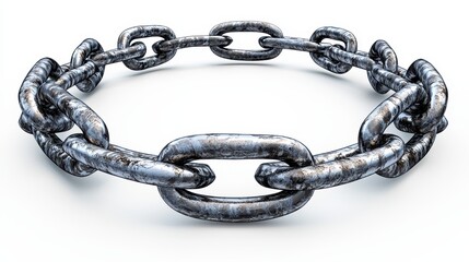 Fototapeta premium A 3D render of a metal chain link fence, with barbed wire strategically placed, against a pristine white background, ideal for use in transparent png format for design elements. 