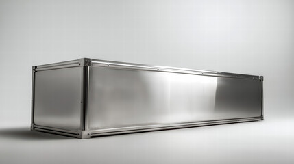 Shiny shipping container: a close-up shot of a sleek, metallic shipping container isolated. The image highlights its industrial design and clean lines. 