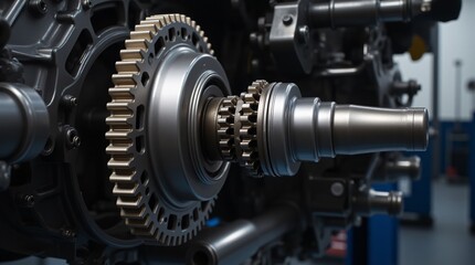 Precisely engineered metal gears interlock seamlessly, a testament to intricate mechanical design and precision manufacturing. The metallic sheen reflects light, showcasing their robust construction.