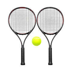 Professional Tennis Rackets and Ball – High-Contrast Product Photography on Transparent Background