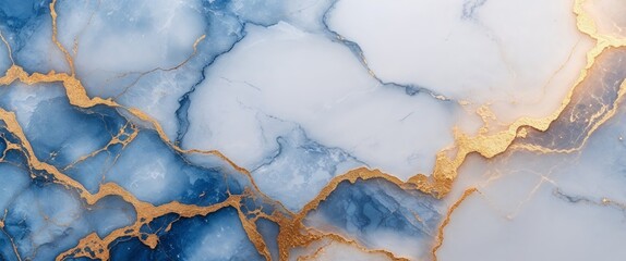 Fototapeta premium Abstract blue gold marble texture background