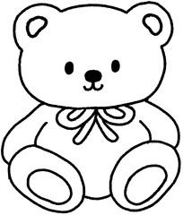 곰인형 라인 드로잉 일러스트 스티커