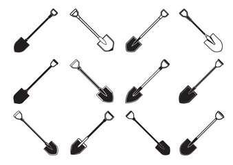 Naklejka premium Shovel silhouette vector ,Shovel Icon