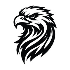 Detailed Eagle Head Illustration Showing Power and Precision in Black and White