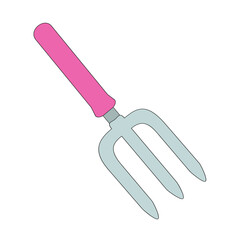 Hand garden fork on white background