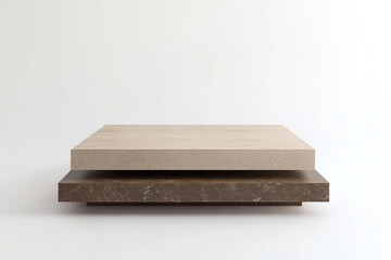 Geometric Stone Display: Elegant, stacked stone platforms showcasing texture and form, suitable for product display, evoking a sense of minimalist style.