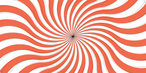 Modern seamless orange and white burst sunrise sunbeam element spiral striped illustration sunray template creative geometric vintage starburst shine pattern used for banner, cartoon radial text