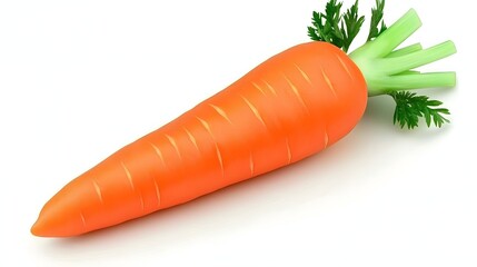 Fresh Orange Carrot with Green Leaves Isolated on White Background